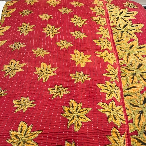 KANTHA QUILT HANDCRAFTED LIGHTWEIGHT REVERSIBLE BLANKET THROW BEDDING FROM INDIA - Picture 2 of 10